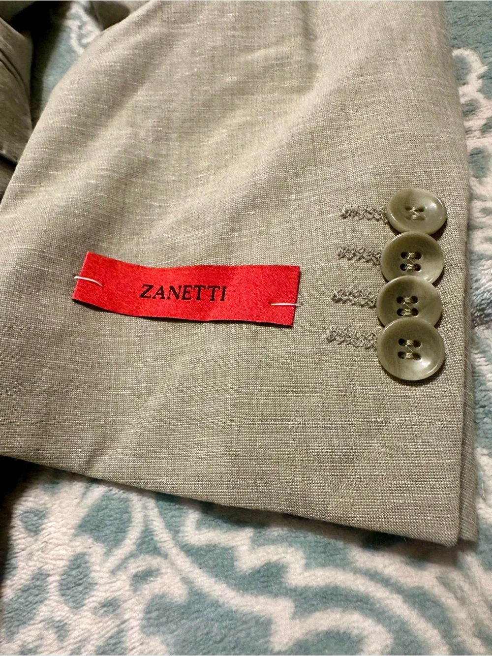 NWT Zanetti Messina Jacket Mens 38R Sage Green Linen Blend Sport Coat Blazer